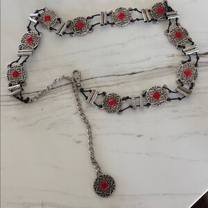 Vintage Silver and Red Women's Belt